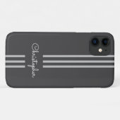 モダントレンディーレースストライプモノグラムの Case-Mate iPhoneケース (裏面(横))