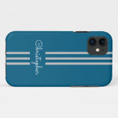 モダントレンディーレースストライプモノグラムの Case-Mate iPhoneケース (裏面(横))