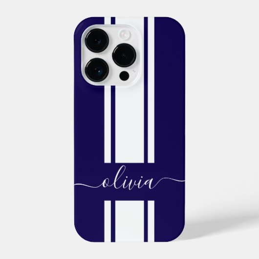 モダントレンディーレースストライプモノグラムの iPhoneケース (裏面)