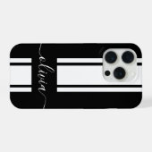 モダントレンディーレースストライプモノグラムの iPhoneケース (裏面横)