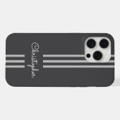 モダントレンディーレースストライプモノグラムの iPhoneケース (裏面横)