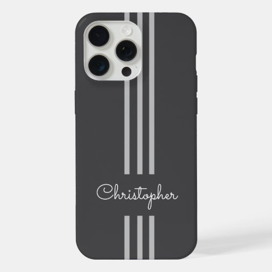 モダントレンディーレースストライプモノグラムの iPhoneケース (裏面)