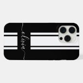 モダントレンディーレースストライプモノグラムの iPhoneケース (裏面横)