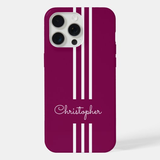 モダントレンディーレースストライプモノグラムの iPhoneケース (裏面)