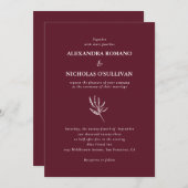 モダントレンディーワインブルゴーニュ結婚パレット 招待状 (正面/裏面)