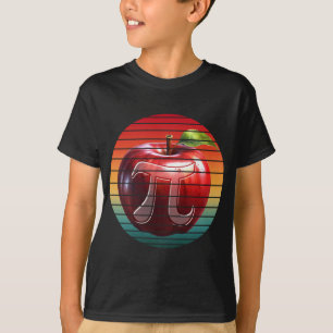モダントレンディーヴィンテージ円周率の日アップルフルーツ Tシャツ