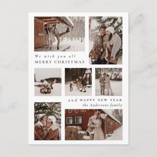 モダントレンディー写真コラージュのクリスマス シーズンポストカード (正面)