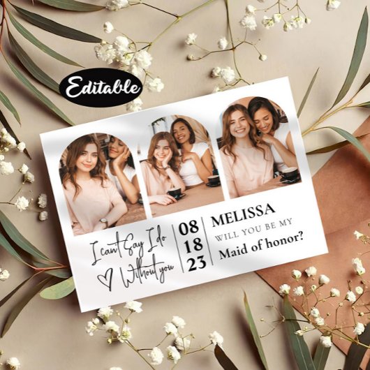 モダントレンディー写真コラージュのブライドメイド提案 招待状