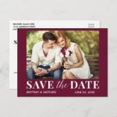 モダントレンディー写真Burgundy日付を保存 ポストカード (正面/裏面)