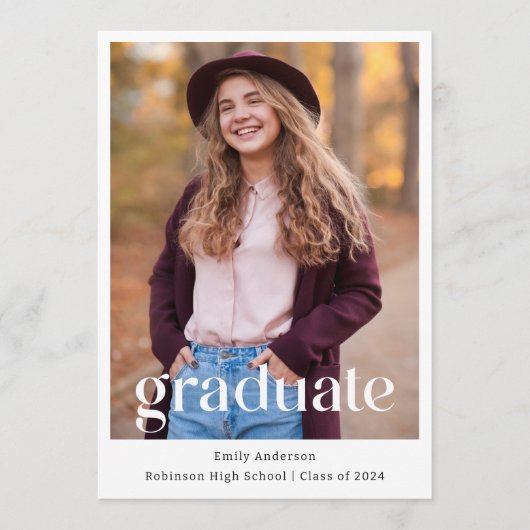 モダントレンディー卒業写真の発表 案内状 (正面)