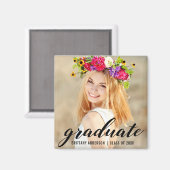 モダントレンディー卒業写真アナウンスメントSq マグネット (正面/裏面)