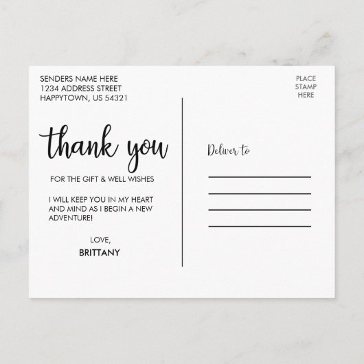 モダントレンディー卒業生ありがとう大学院写真 ポストカード (裏面)