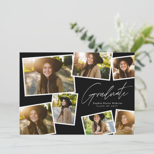 モダントレンディー卒業生7枚の写真卒業 案内状 (スタンド正面)