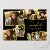モダントレンディー卒業生7枚の写真卒業 箔招待状 (正面)