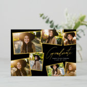 モダントレンディー卒業生7枚の写真卒業 箔招待状 (立ち正面)