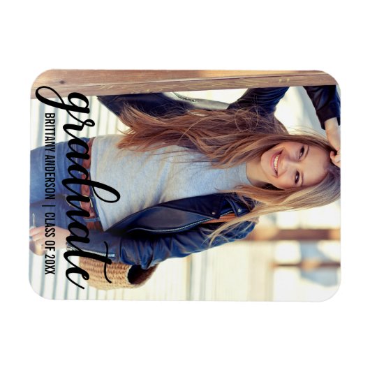 モダントレンディー卒業発表写真 マグネット (横)