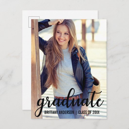 モダントレンディー卒業発表写真 案内ポストカード (正面/裏面)