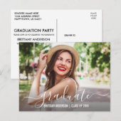 モダントレンディー台本フォト卒業パーティー インビテーションポストカード (正面/裏面)