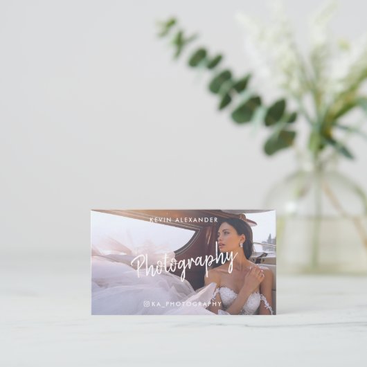 モダントレンディー台本撮影エレガントティール(緑がかった色) 名刺 (スタンド正面)