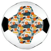 モダントレンディー名門私立校風のシックアプリコットと葉 サッカーボール (回転)