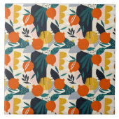 モダントレンディー名門私立校風のシックアプリコットと葉 タイル (正面)