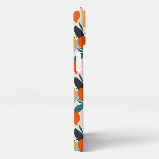 モダントレンディー名門私立校風のシックアプリコットと葉 iPhoneケース (右側面)