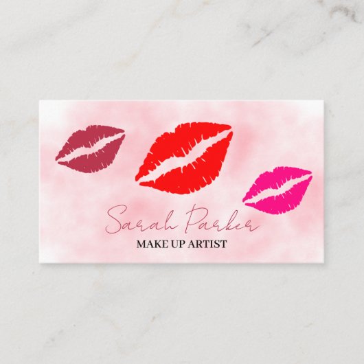 モダントレンディー唇美しいメイクアップアーティスト 名刺 (正面)