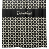 モダントレンディー幾何学模様ブラッククリーム名 シャワーカーテン (正面)