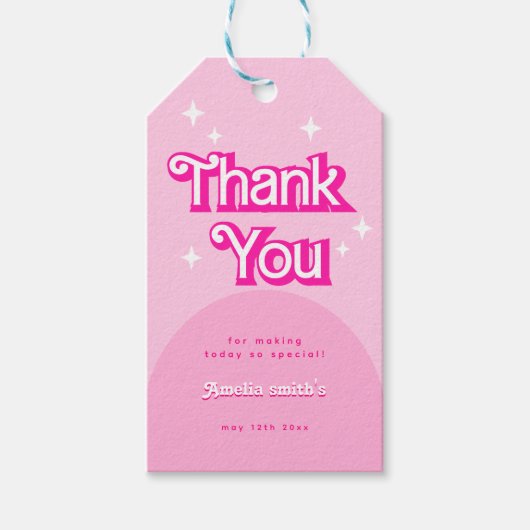 モダントレンディー感謝していユーピンク赤ちゃんシャワー ギフトタグ (正面)
