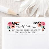 モダントレンディー抽象芸術水カラーフローラと羽根 ラベル (インサイチュ)