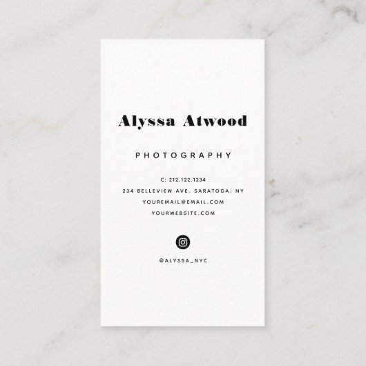 モダントレンディー撮影ファッションタイポグラフィ 名刺 (裏面)