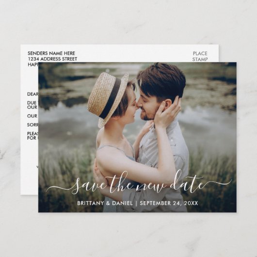 モダントレンディー救の新しい日付写真 ポストカード (正面/裏面)