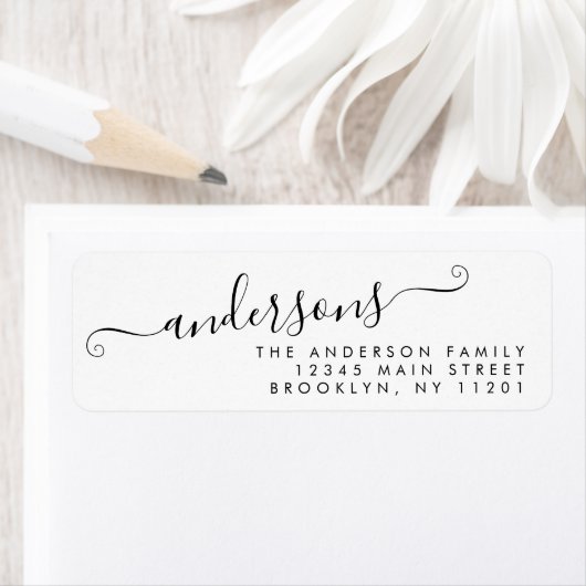 モダントレンディー書道スクリプト黒姓 ラベル (インサイチュ)