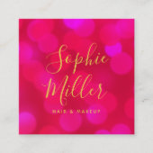 モダントレンディー書道ピンク《写真》ぼけ味灯 スクエア名刺 (正面)