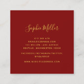 モダントレンディー書道ルビーレッド《写真》ぼけ味ライト スクエア名刺 (裏面)