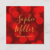 モダントレンディー書道ルビーレッド《写真》ぼけ味ライト スクエア名刺 (正面)