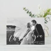 モダントレンディー書道写真結婚の サンキューカード (スタンド正面)