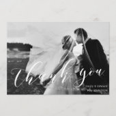 モダントレンディー書道写真結婚の サンキューカード (正面)