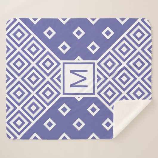 モダントレンディー極周幾何学模様モノグラム シェルパブランケット (正面(横))