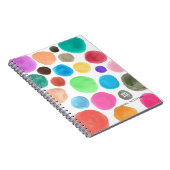 モダントレンディー水カラフル色サークルモノグラム ノートブック (右側)