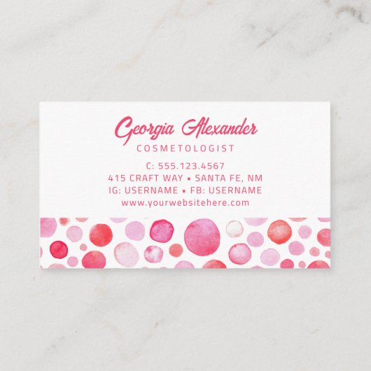 モダントレンディー水彩抽象芸術美容師 名刺 (裏面)