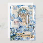 モダントレンディー水彩青及び金ゴールド シーズンカード (正面/裏面)