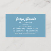 モダントレンディー水色フローラフローリスト 名刺 (裏面)