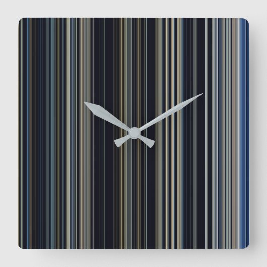 モダントレンディー海軍と金ゴールド数々のカラーストライプ スクエア壁時計 (正面)
