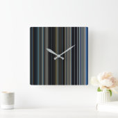 モダントレンディー海軍と金ゴールド数々のカラーストライプ スクエア壁時計 (ホーム)
