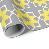 モダントレンディー灰色と黄色の花 ラッピングペーパー (ロールコーナー)