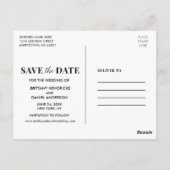 モダントレンディー白黒の写真の日付を保存 ポストカード (裏面)