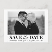 モダントレンディー白黒の写真の日付を保存 ポストカード (正面)