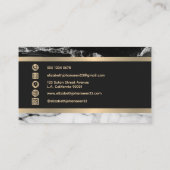 モダントレンディー白黒マーブル金ゴールドストライプ 名刺 (裏面)