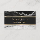 モダントレンディー白黒マーブル金ゴールドストライプ 名刺 (正面)